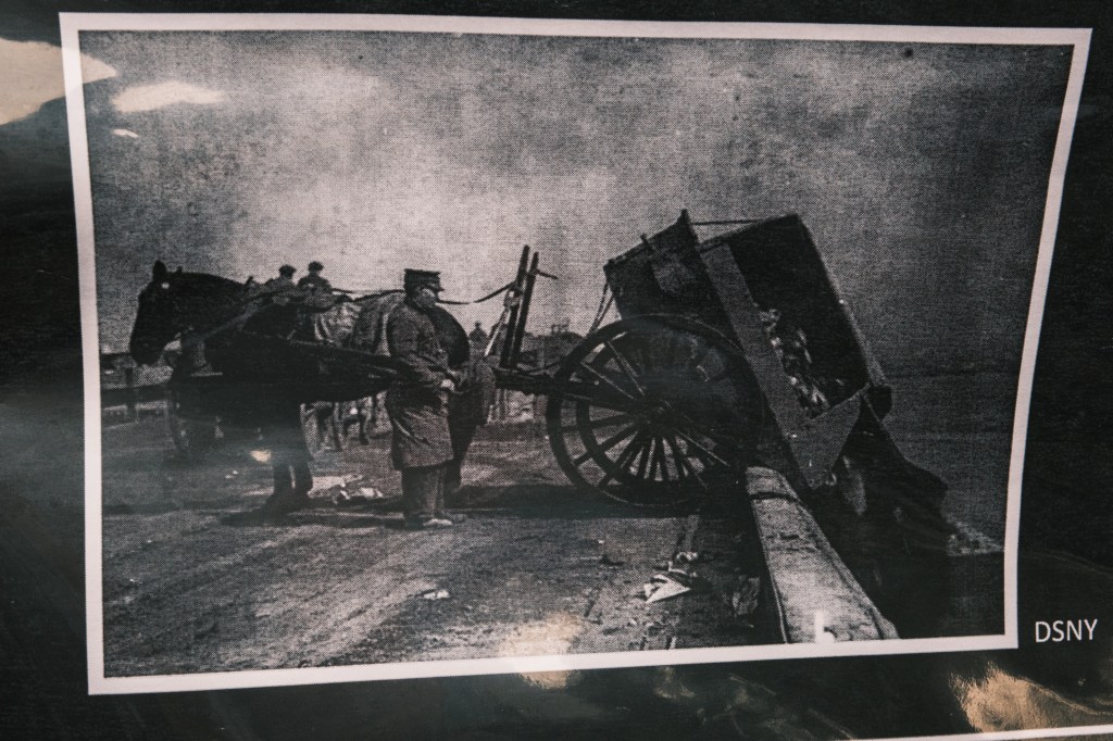Trash is dumped in the East River in an undated historical photo.