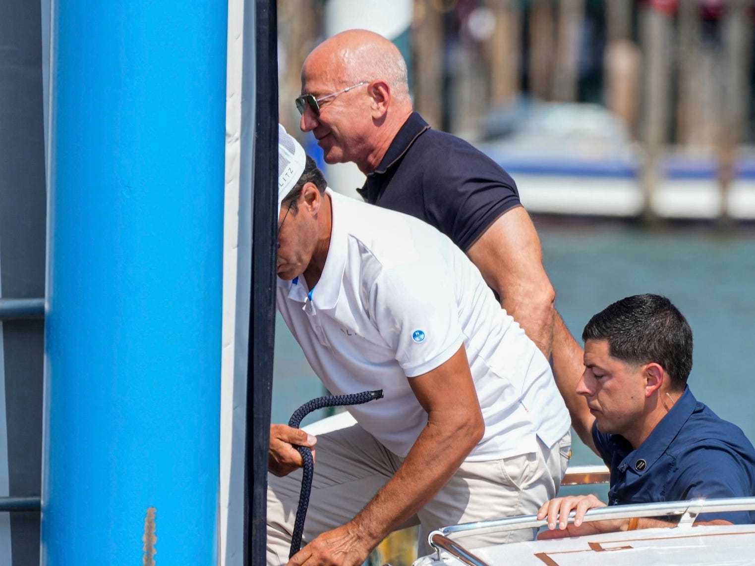 Jeff Bezos arrives in Venice ahead of his wedding in June 2025.