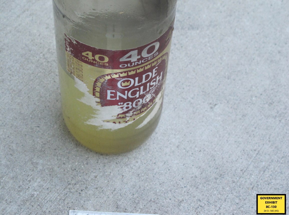 The Molotov cocktail thrown in Kid Cudi's car in Beverly Hills in 2011.