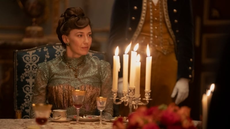 Carrie Coon as her character Bertha Russell in The Gilded Age.