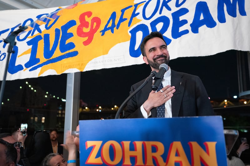 Zohran Mamdani speaks during his victory party in the Queens borough of New York City early Wednesday, June 25, 2025.