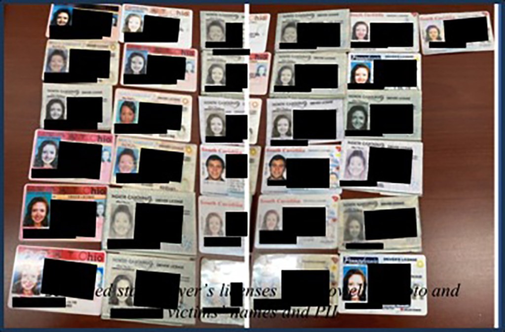 Seized driver's licenses. PII redacted.