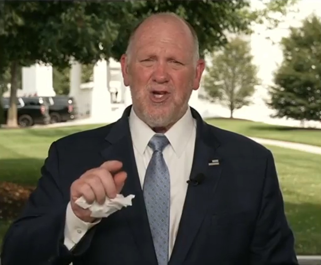 Border czar Tom Homan speaks to Fox Business' Larry Kudlow outside the White House on June 25, 2025.