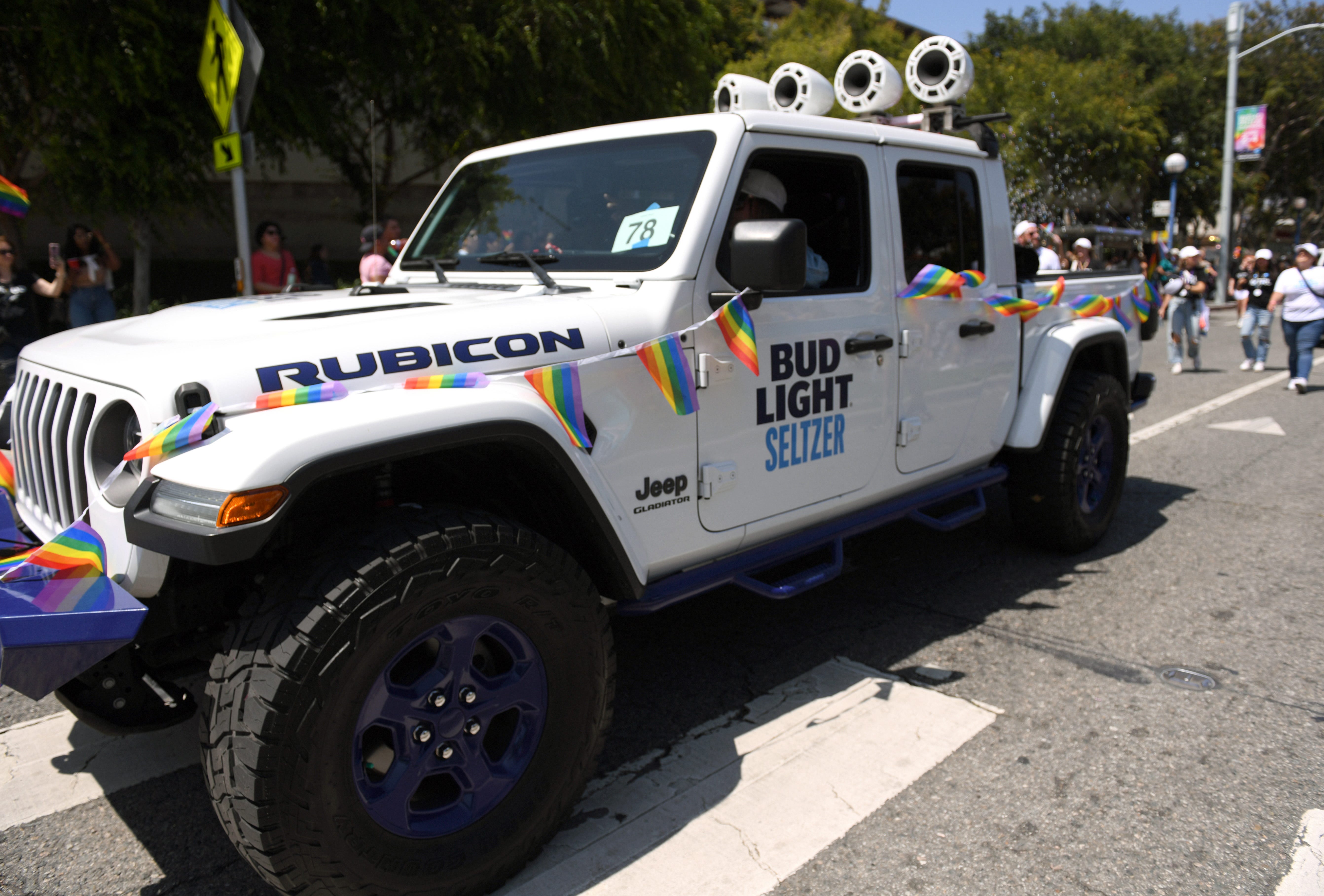 A Bud Light Seltzer Jeep is seen during the the 2023 WeHo Pride Parade on June 04, 2023 in West Hollywood, California.