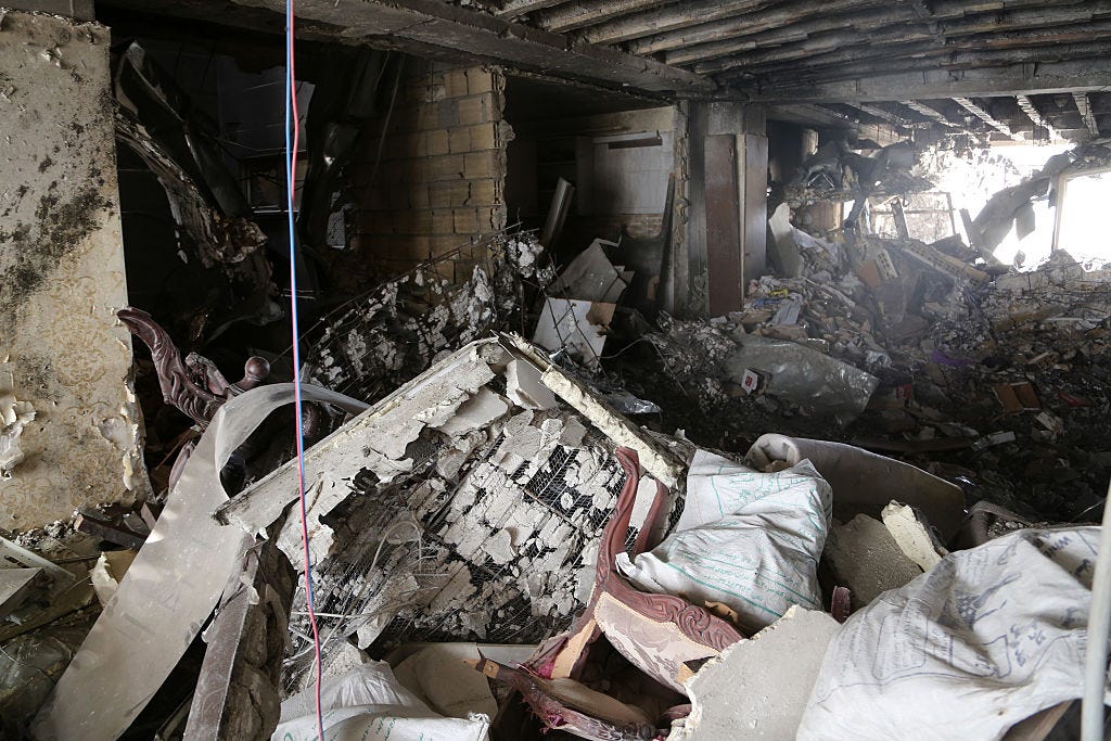 Buildings in civilian residential areas of Gisha and Marzdaran districts, where Iranian nuclear scientists were hit in drone strikes.