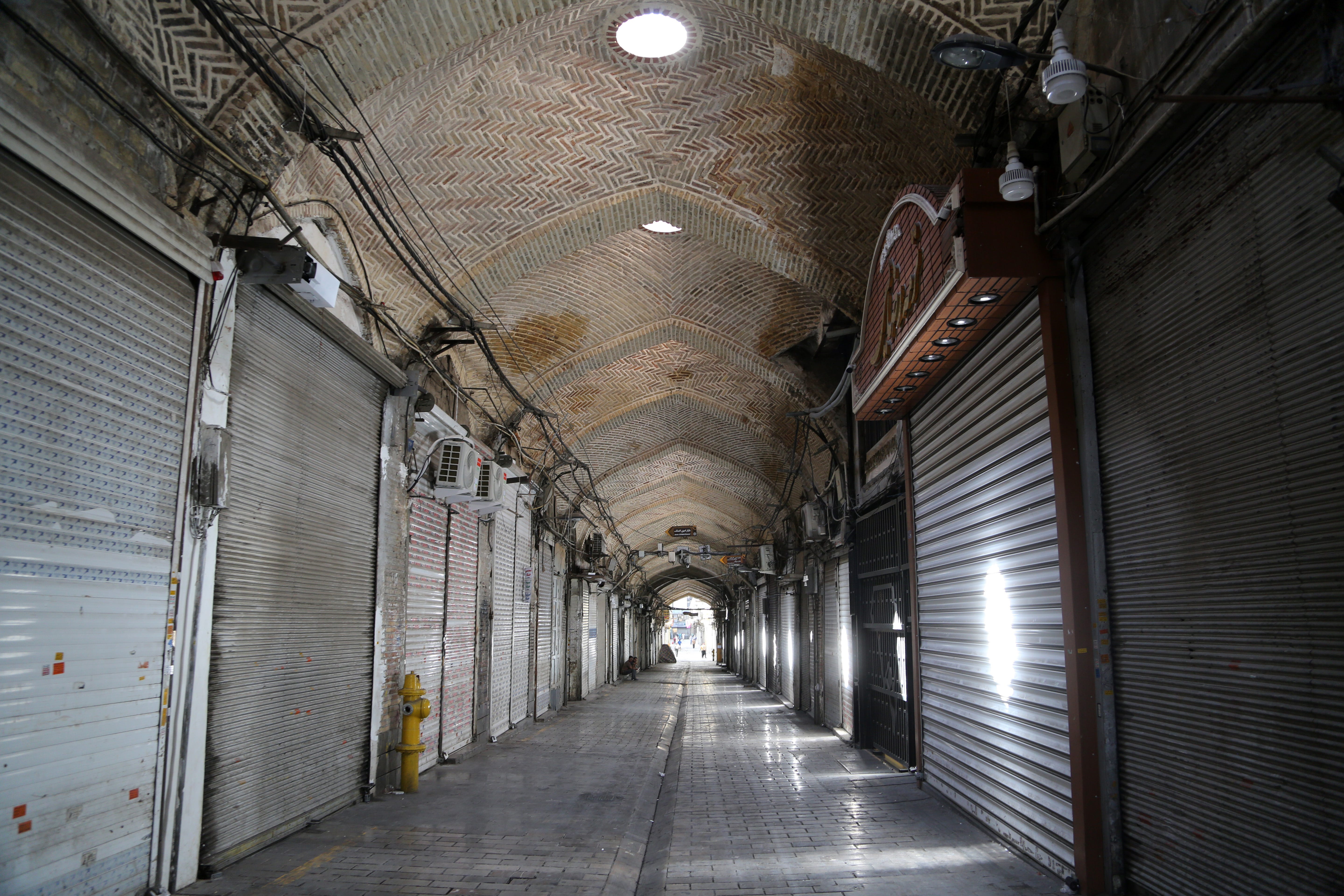 Closed shops at the Grand Bazaar in Iran.