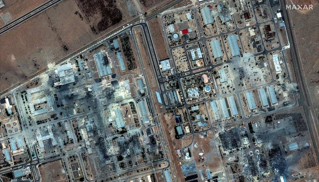 Satellite imagery shows extensive building damage across the Isfahan nuclear technology center in Iran.