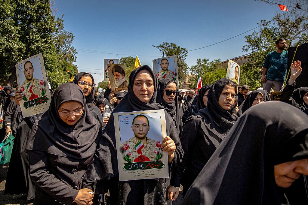 A funeral for an Iranian who was killed in an Israeli airstrike.