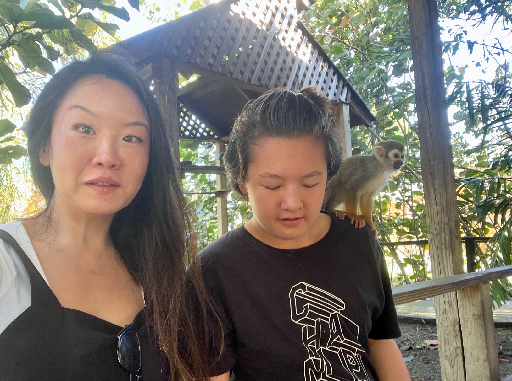 The writer and her child visiting Monkeyland in the Dominican Republic.