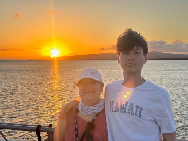 Mom and son on a cruise