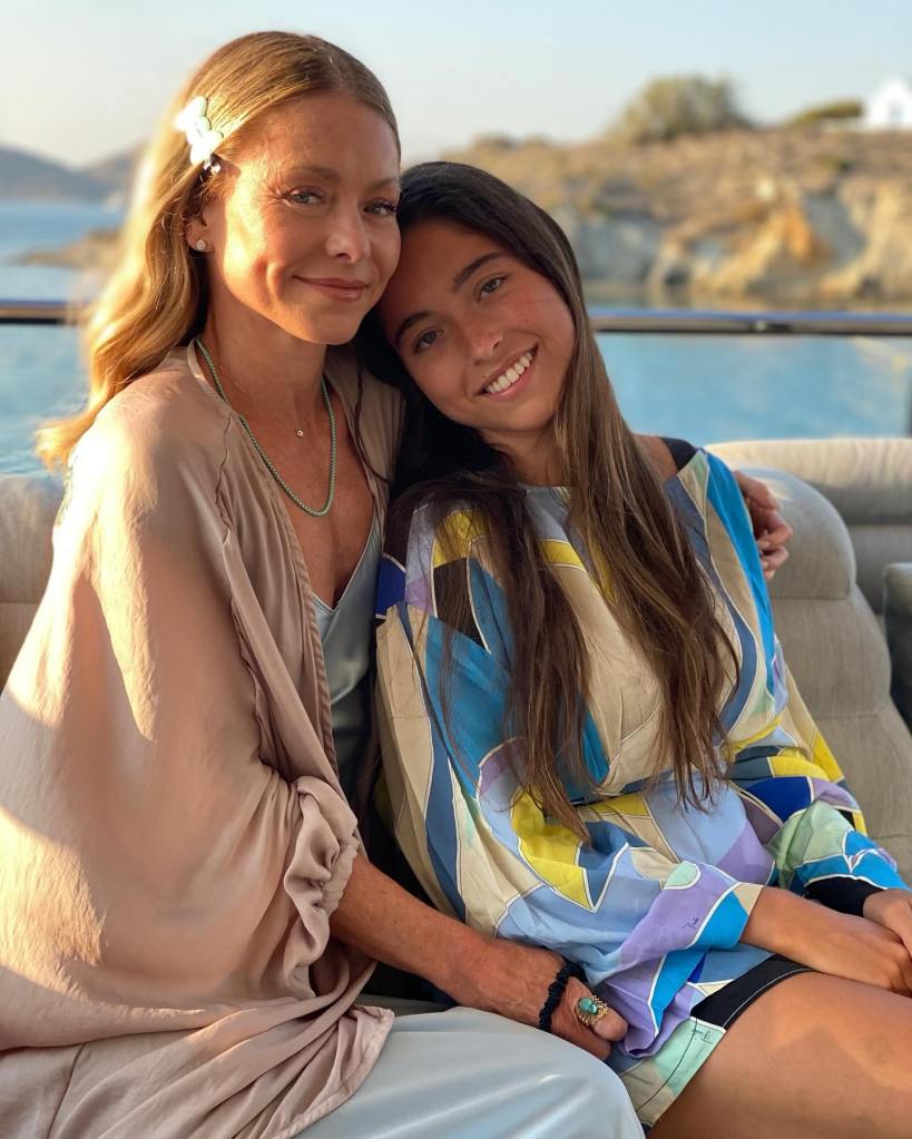 Kelly Ripa and Lola Consuelos on a boat
