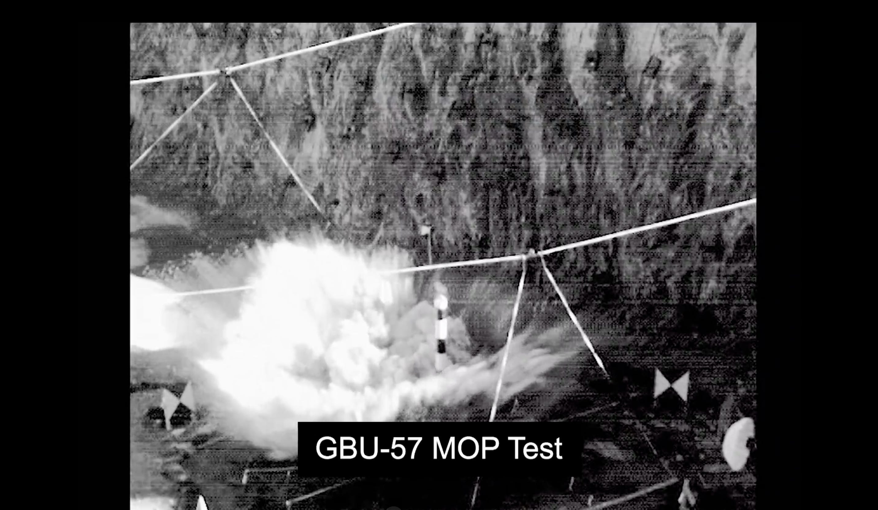 A GBU-57 test in a video shared by the Department of Defense.