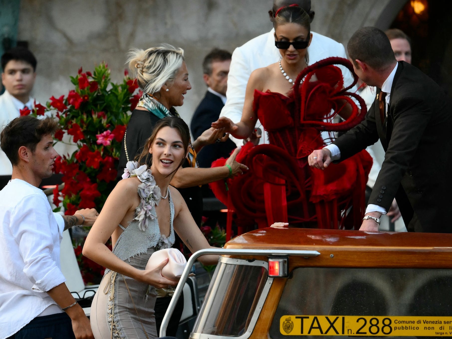Vittoria Ceretti and Natasha Poonawalla in Venice in June 2025.