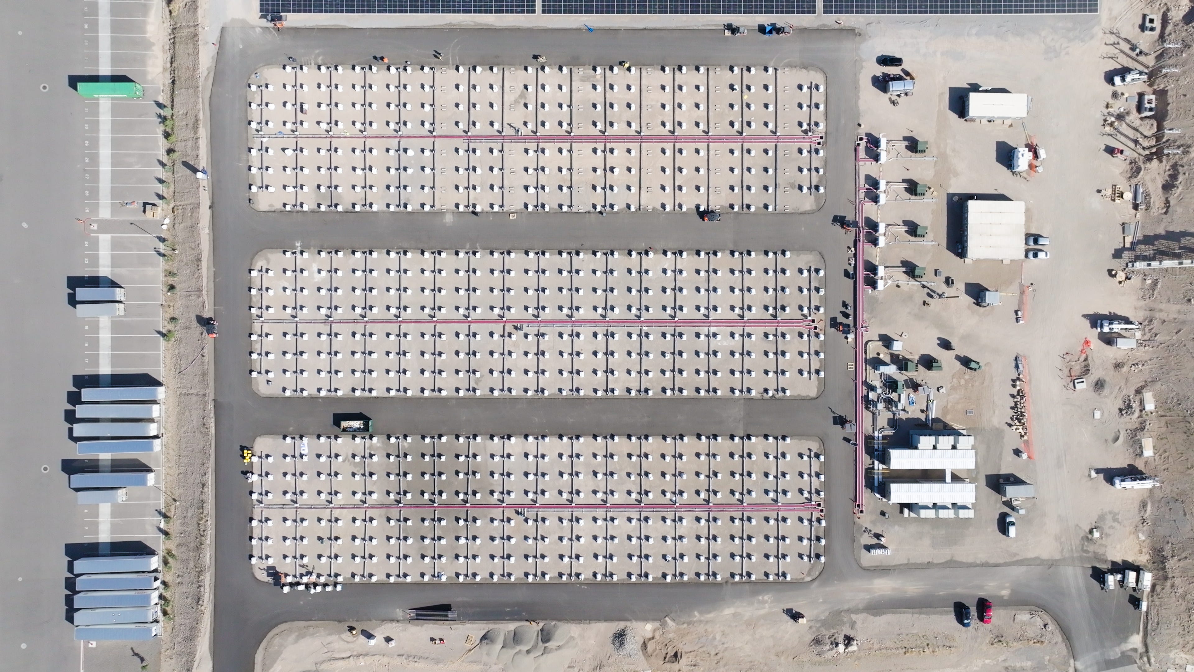 A Redwood Materials energy storage system for a modular data center in Nevada, viewed from above