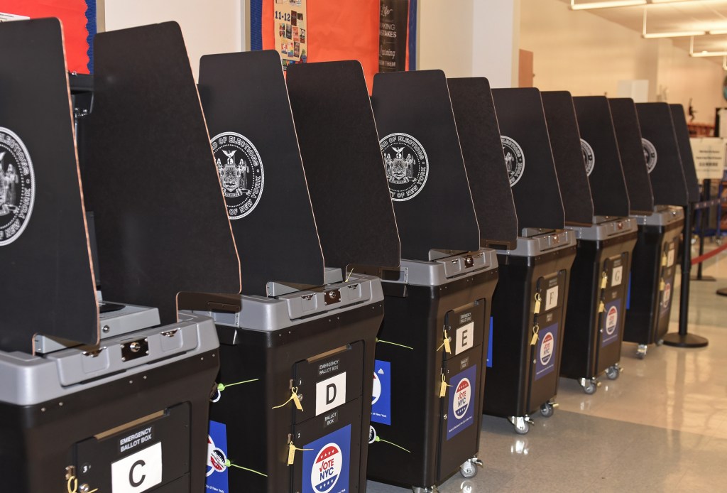 Voting booths in a row.