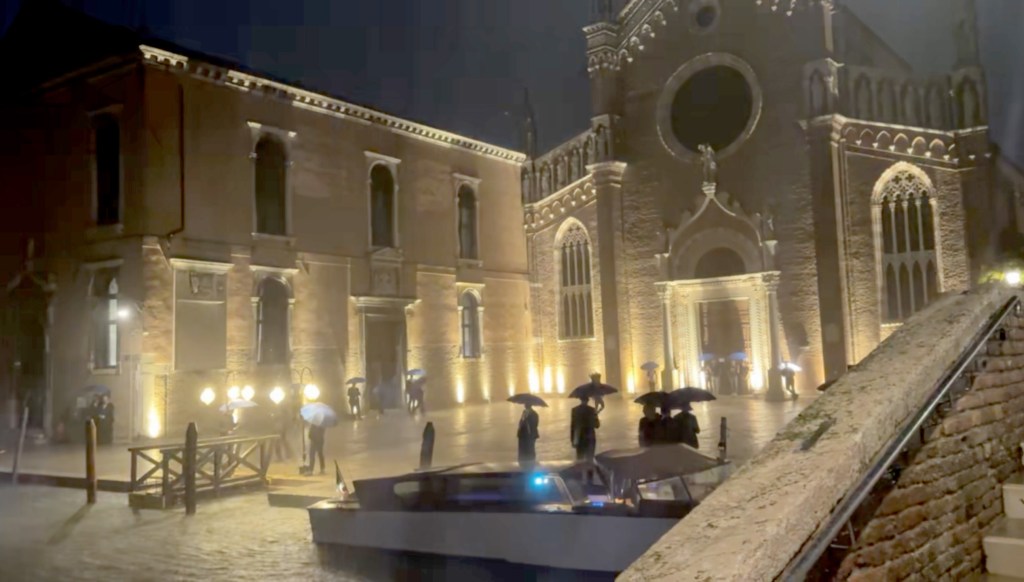 Rain storm during the evening party at the Campo della Madonna dellâOrto
