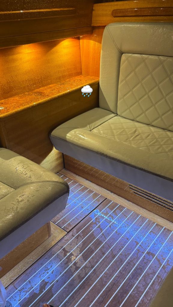Kylie Jenner rain-drenched water taxi