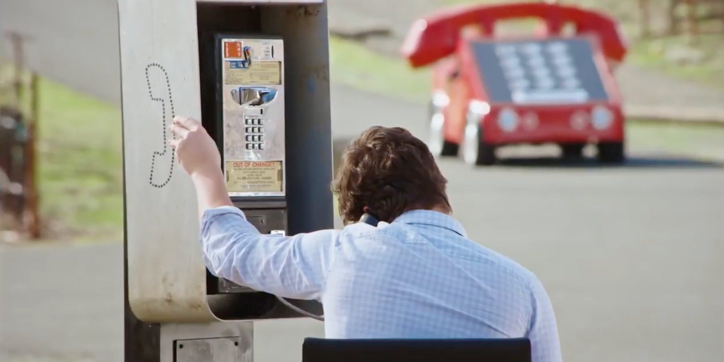 Bland's fundraise videos opens with founder Isaiah Granet hanging up a payphone as a vintage car shaped like a rotary telephone rolls into view.