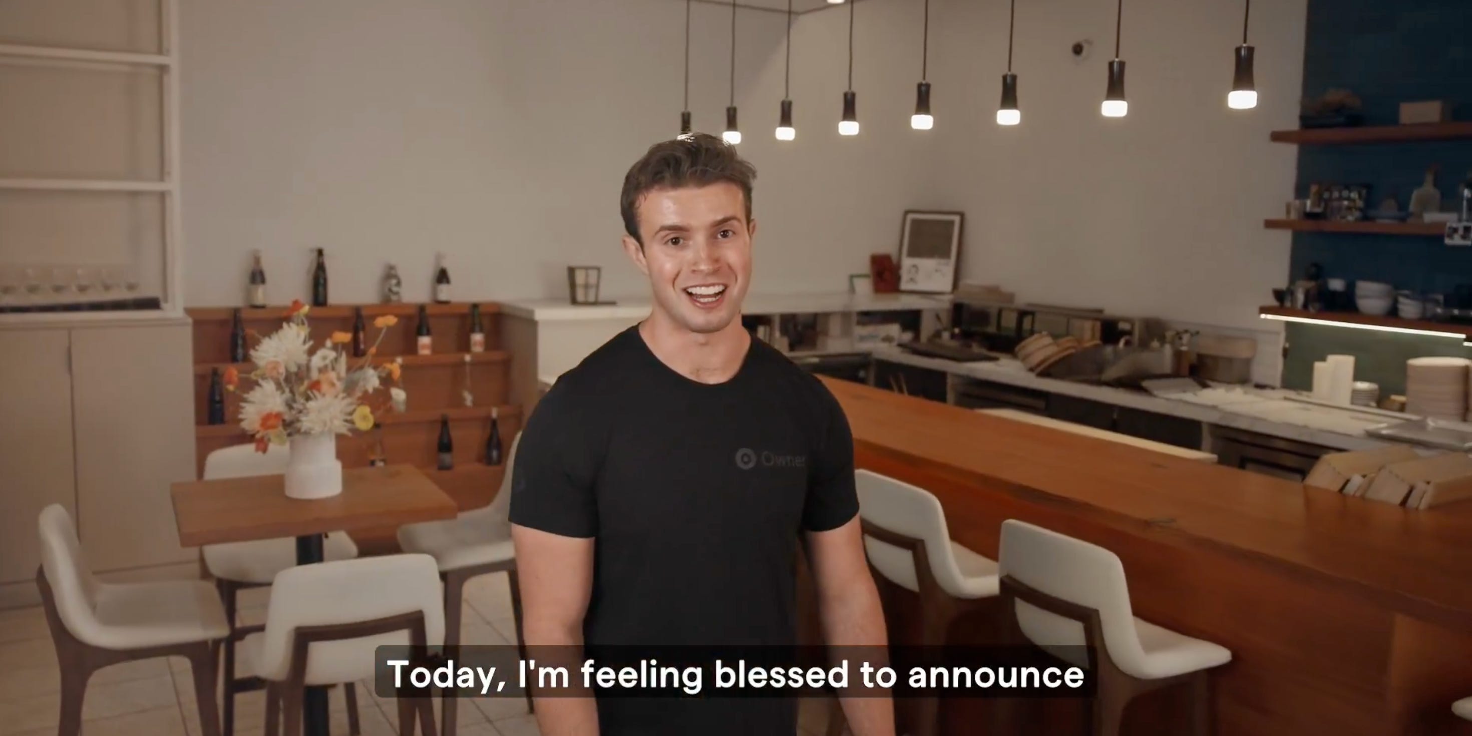 Owner founder Adam Guild speaks directly to the camera in a fundraise announcement video.