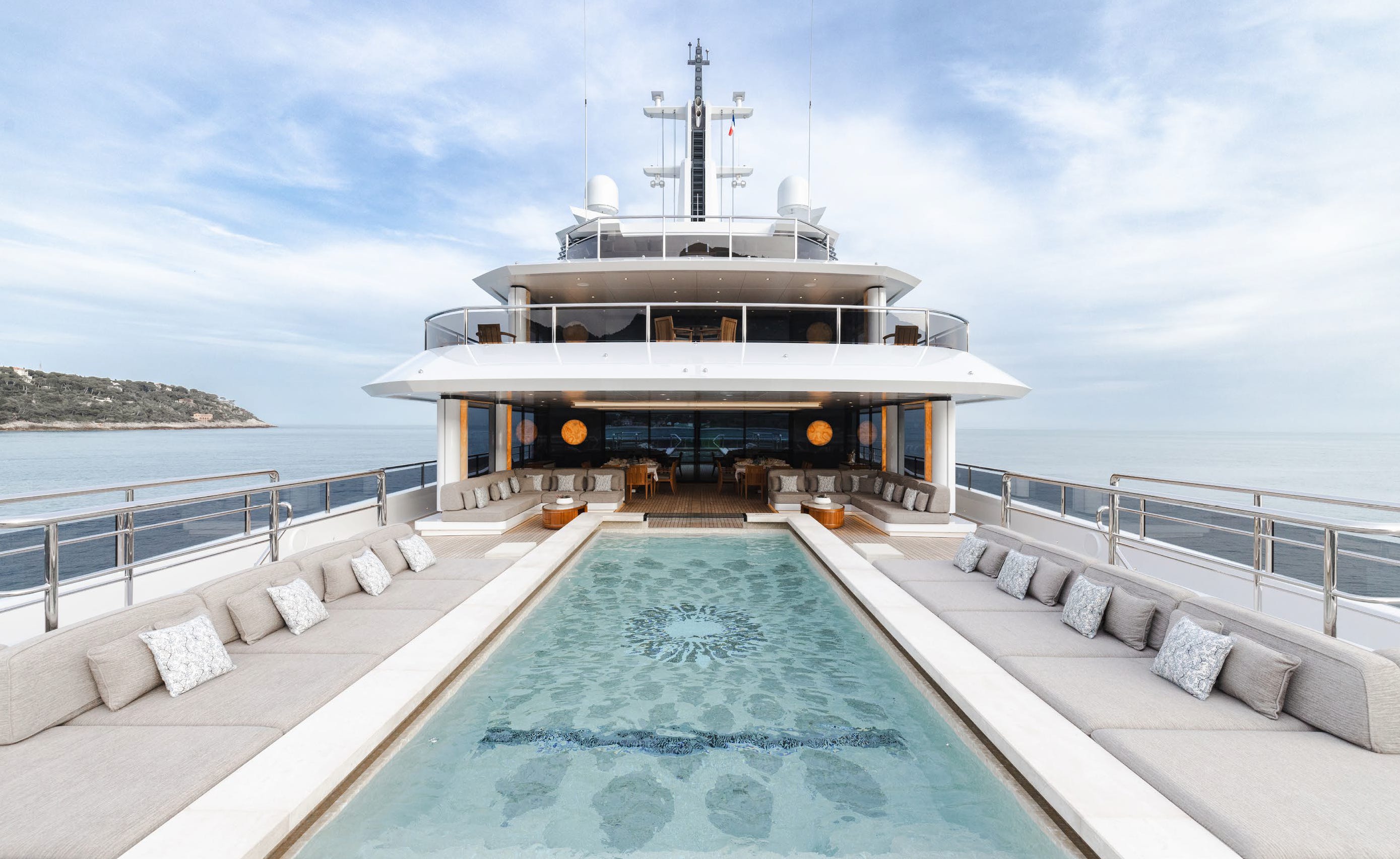 a pool on a superyacht