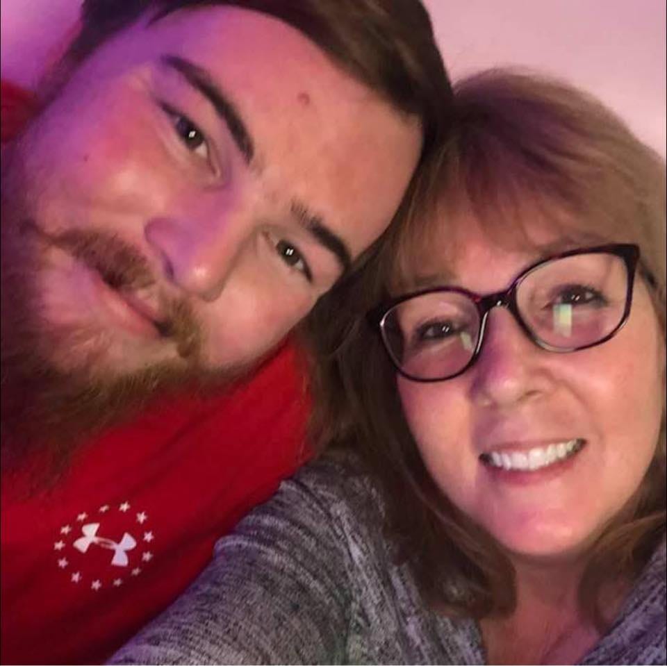 Michele Morgan Bolton (right) with her adult son (left)