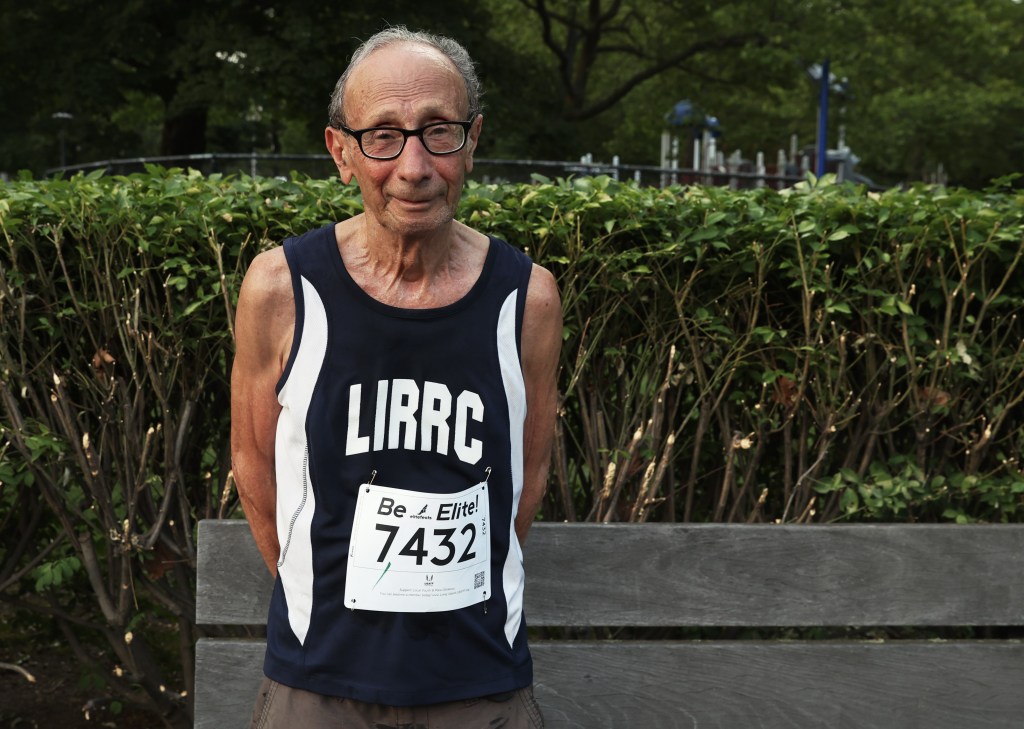 David Frisone, 80, poses for a portrait after running in a weekly 5K at Eisenhower Park in East Meadow, N.Y.