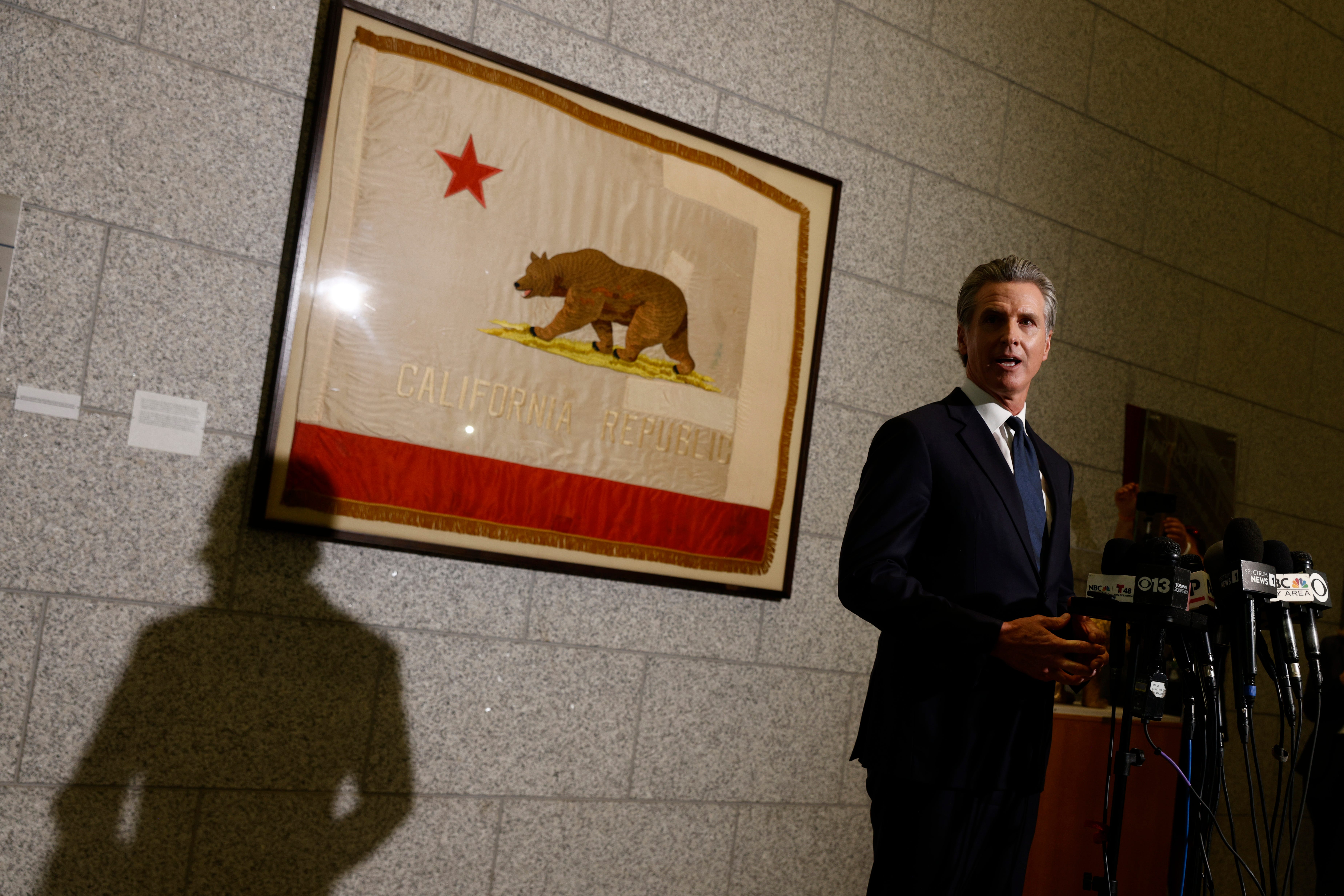 Gov. Gavin Newsom speaks after US District Judge Charles Breyer granted an emergency temporary restraining to stop President Trump's deployment of the California National Guard, Thursday, June 12, 2025, at the California State Supreme Court building in San Francisco.