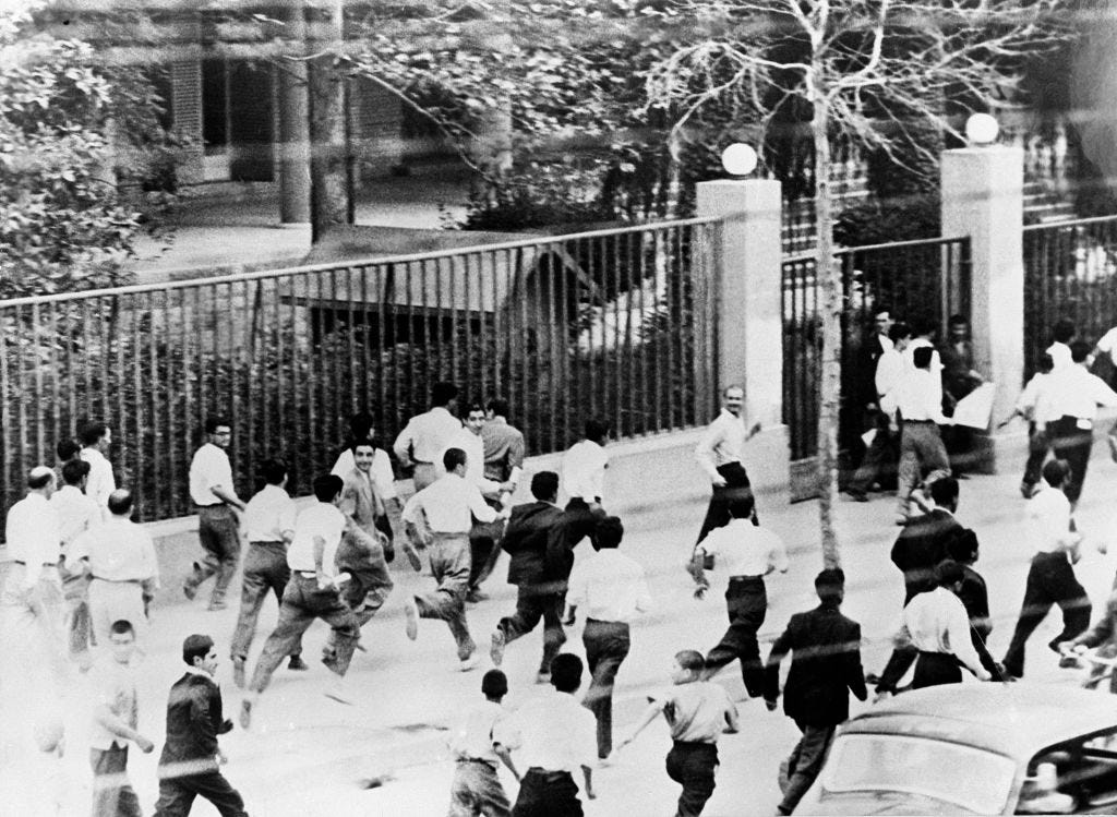 Rioters in the streets of Tehran in 1953.