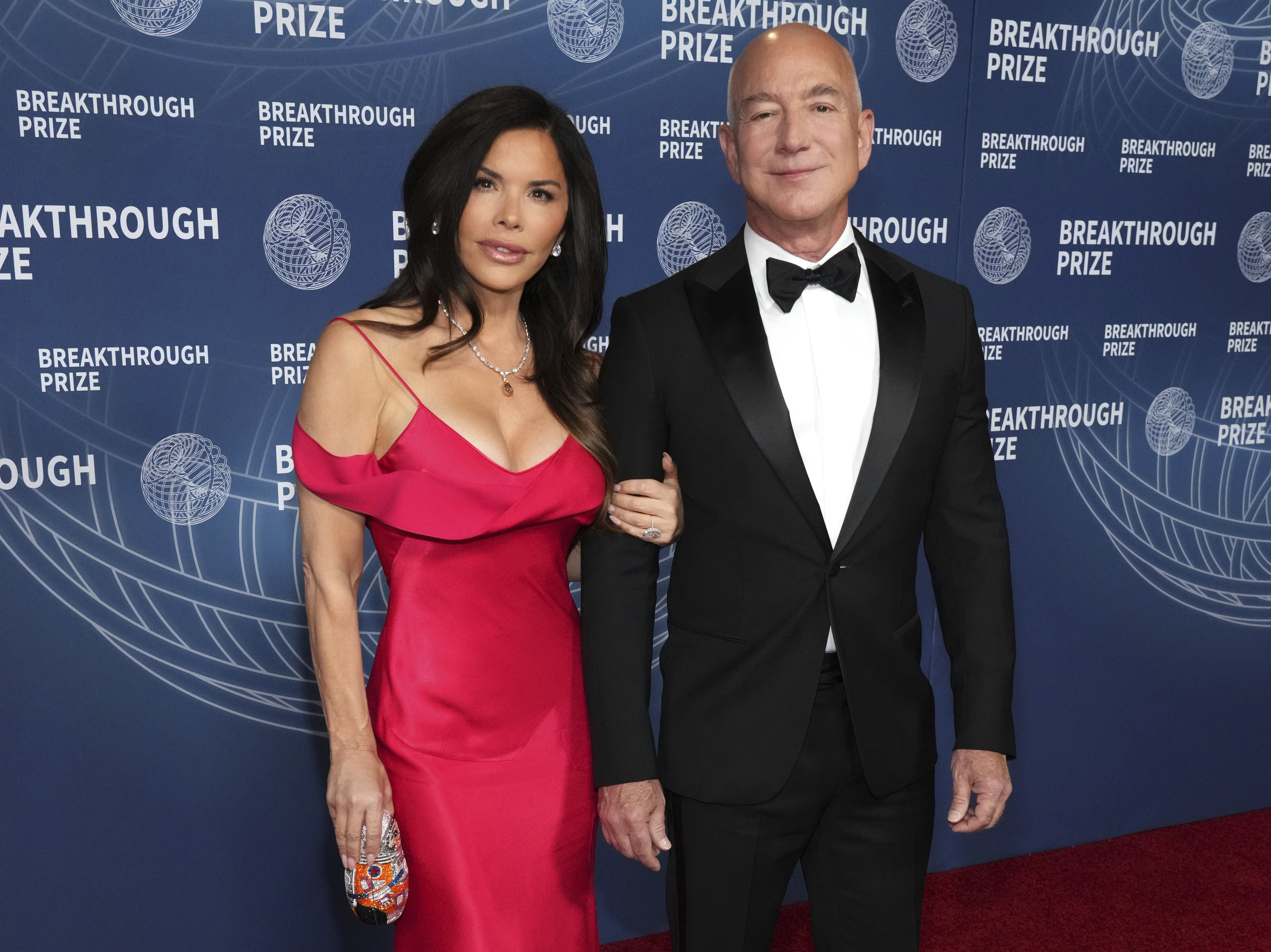 Lauren Sanchez and Jeff Bezos in LA in April 2025