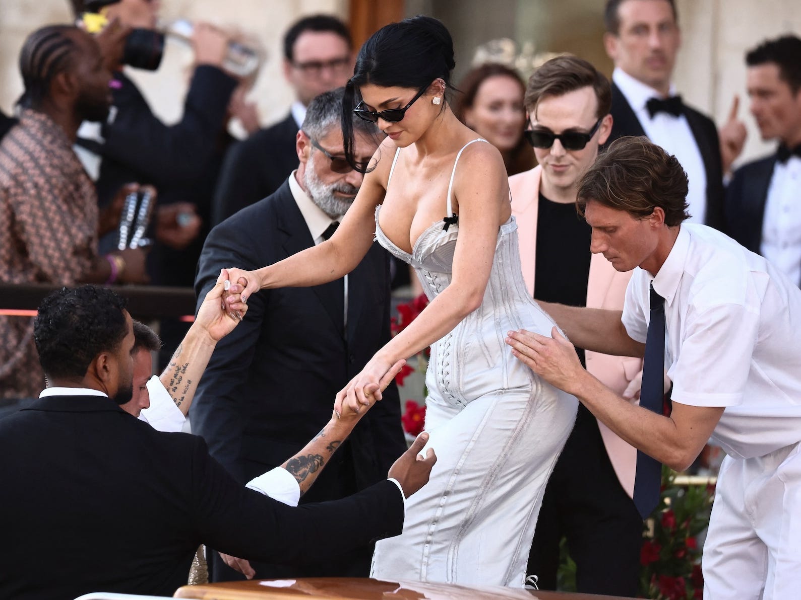 Kylie Jenner on her way to Jeff Bezos and Lauren Sànchez's wedding in June 2025.