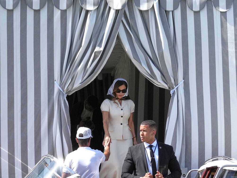 Lauren Sánchez leaves the Aman in Venice in June 2025.