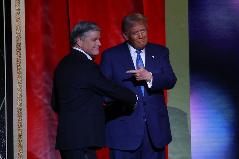 Sean Hannity and Donald Trump.