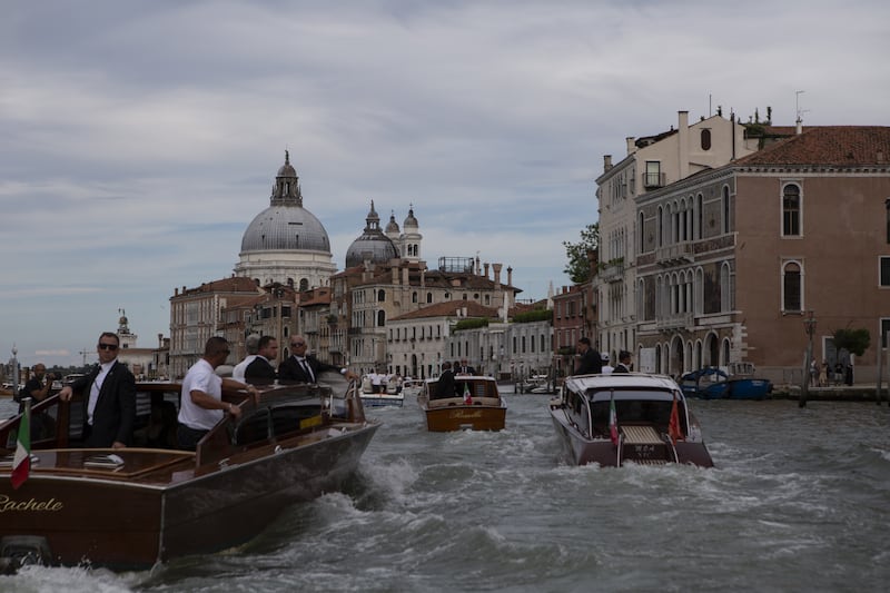 VENICE, ITALY - JUNE 27: Jeff Bezos and his family attend the wedding celebration between Jeff Bezos and Lauren Sanchez at the exclusive private location on the Island of San Giorgio Maggiore in Venice, Italy on June 27, 2025. (Photo by Andrea Carrubba/Anadolu via Getty Images)
