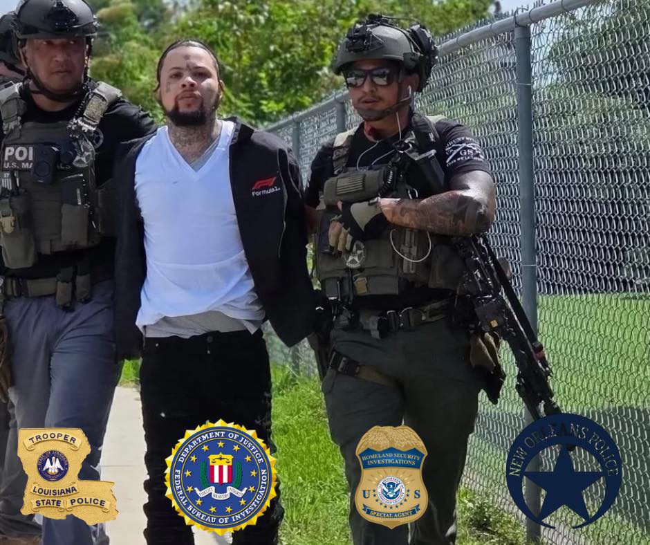 Antoine Massey is captured by law enforcement agents at a New Orleans residence on June 27, 2025.