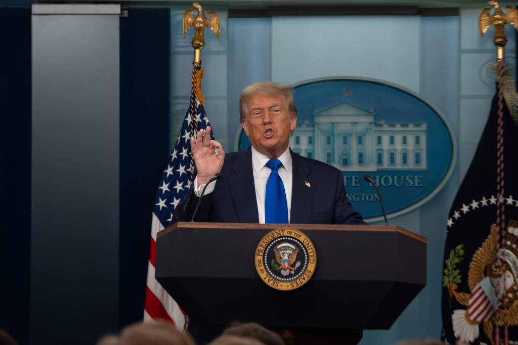 President Trump giving a press conference.