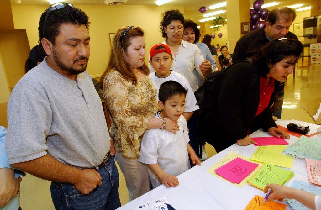 A family whose parens are illegal immigrants sign up for government assisted health care at the San Mateo Medical Center in San Mateo Calif. on Feb. 22, 2023.