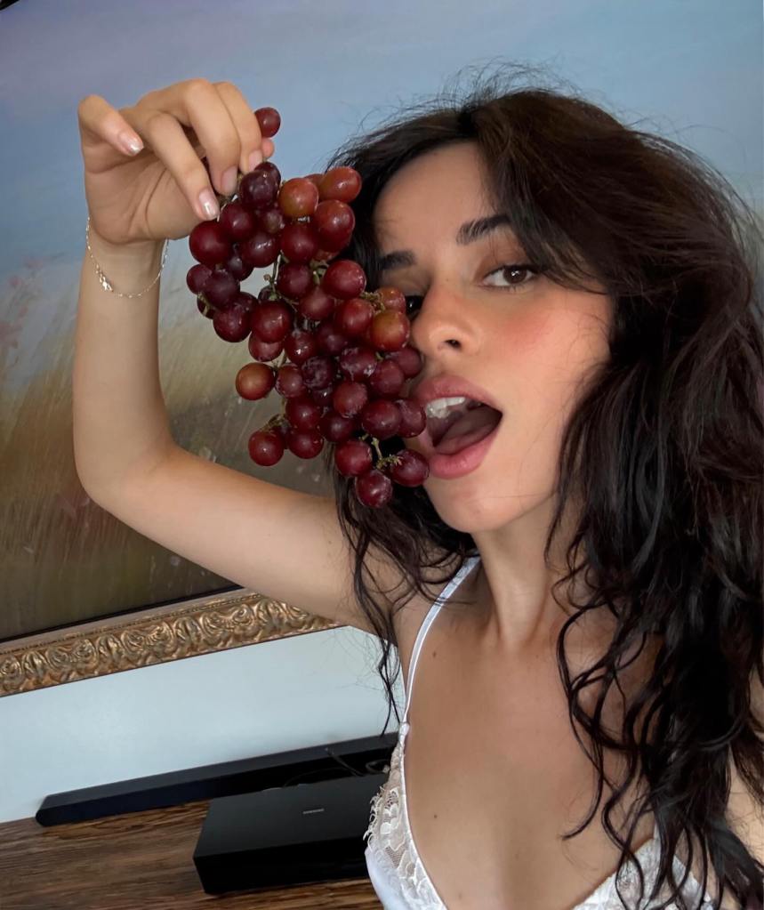 It’s grape to see Camila Cabello enjoying a snack.