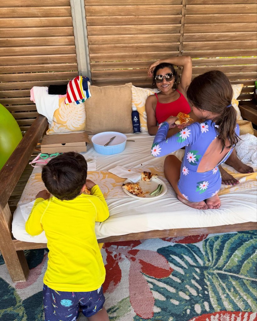 Mindy Kaling relaxes with her kids Spencer, 4, and Katherine, 7, in Maui, Hawaii.