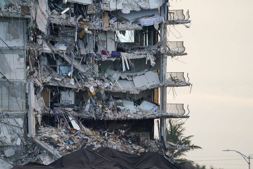 Debris from a collapsed building.