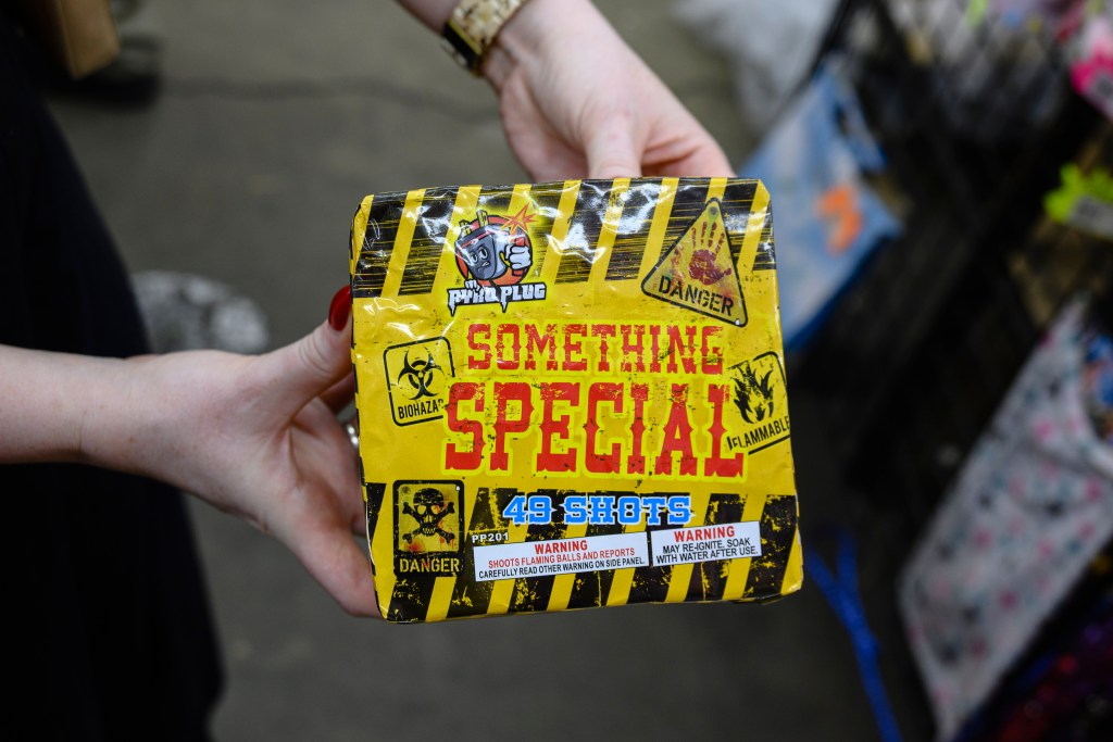 Box of illegal fireworks.