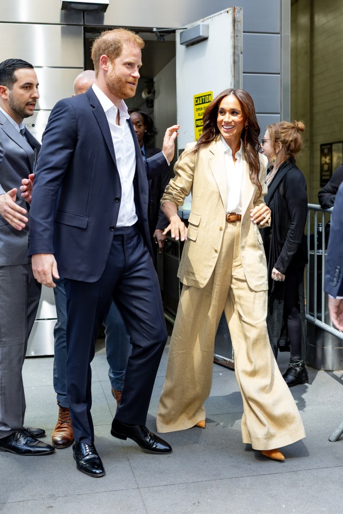 Prince Harry, Duke of Sussex and Meghan, Duchess of Sussex are seen in Midtown on April 23, 2025 in New York City. 