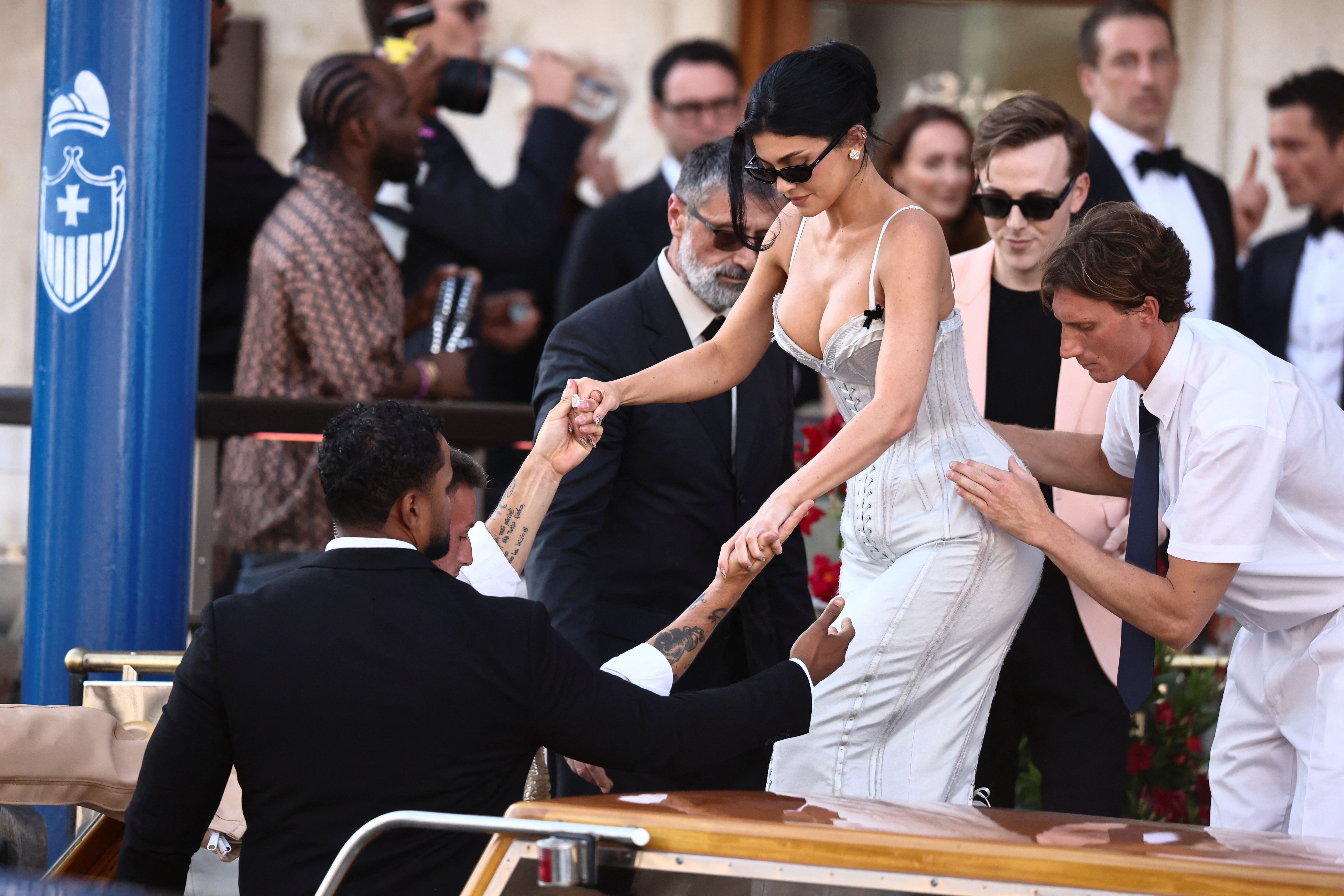 Kylie Jenner in Venice Friday on the way to Jeff Bezos' wedding to Lauren Sánchez. 