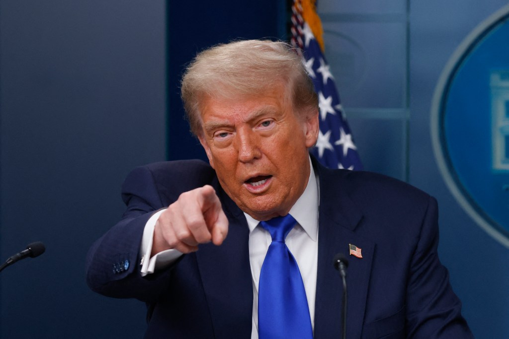 President Trump at a White House press conference.