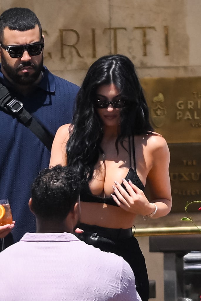 Kylie Jenner gets on a taxi boat in Venice, Italy.
