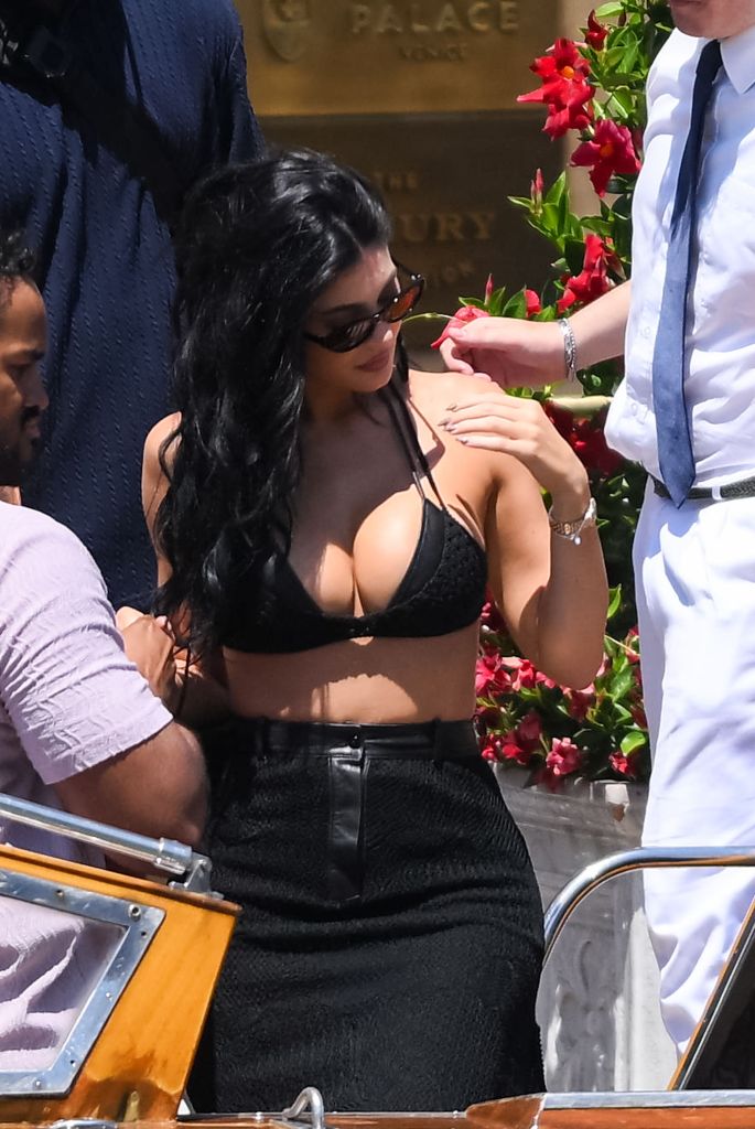Kylie Jenner gets on a taxi boat in Venice, Italy.