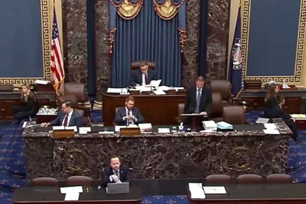 Officials inside the Senate chambers after the procedural vote passed on June 28, 2025.