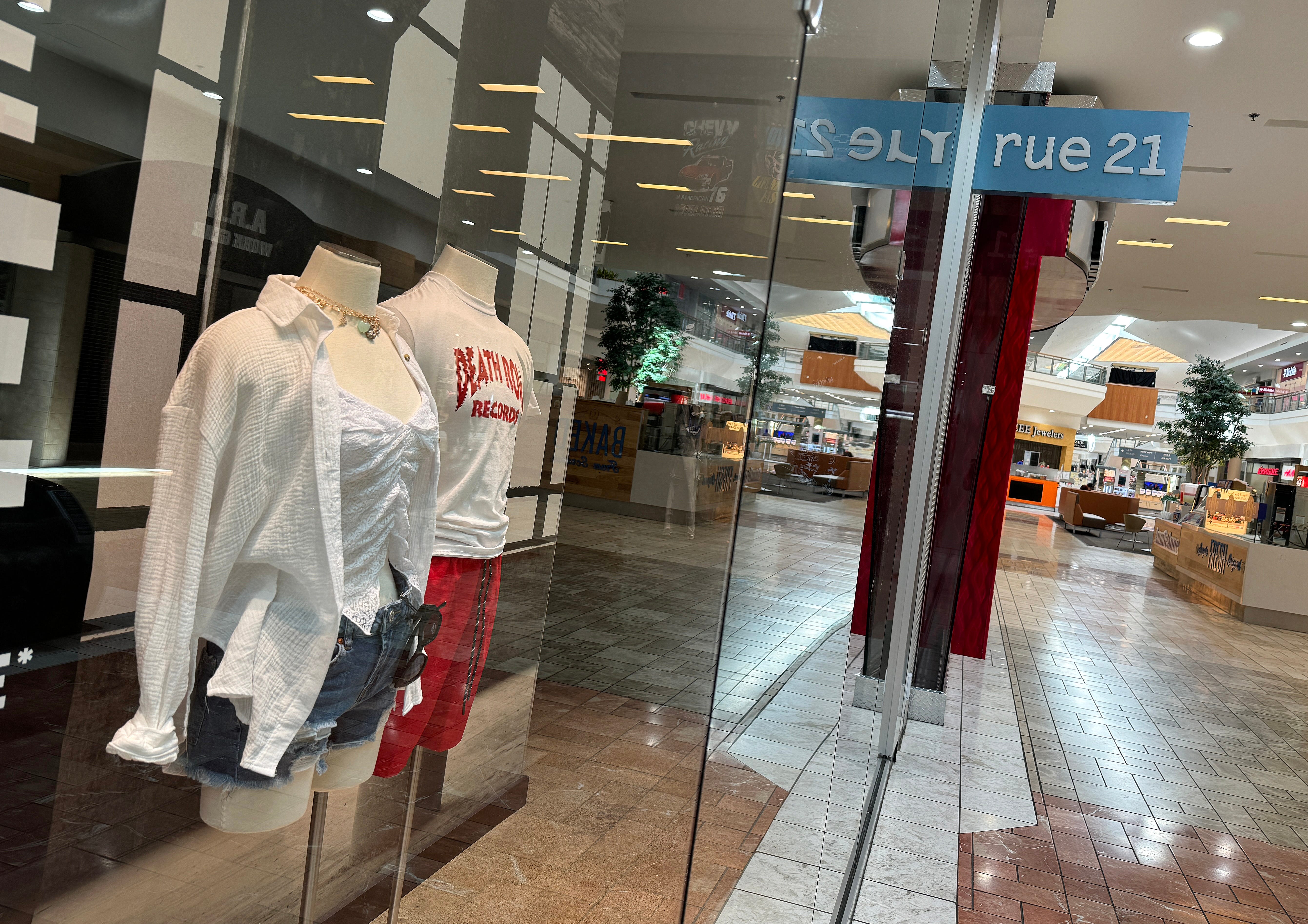 Clothing is displayed in the window of a rue21 store at Solano Town Center on May 03, 2024 in Fairfield, California.