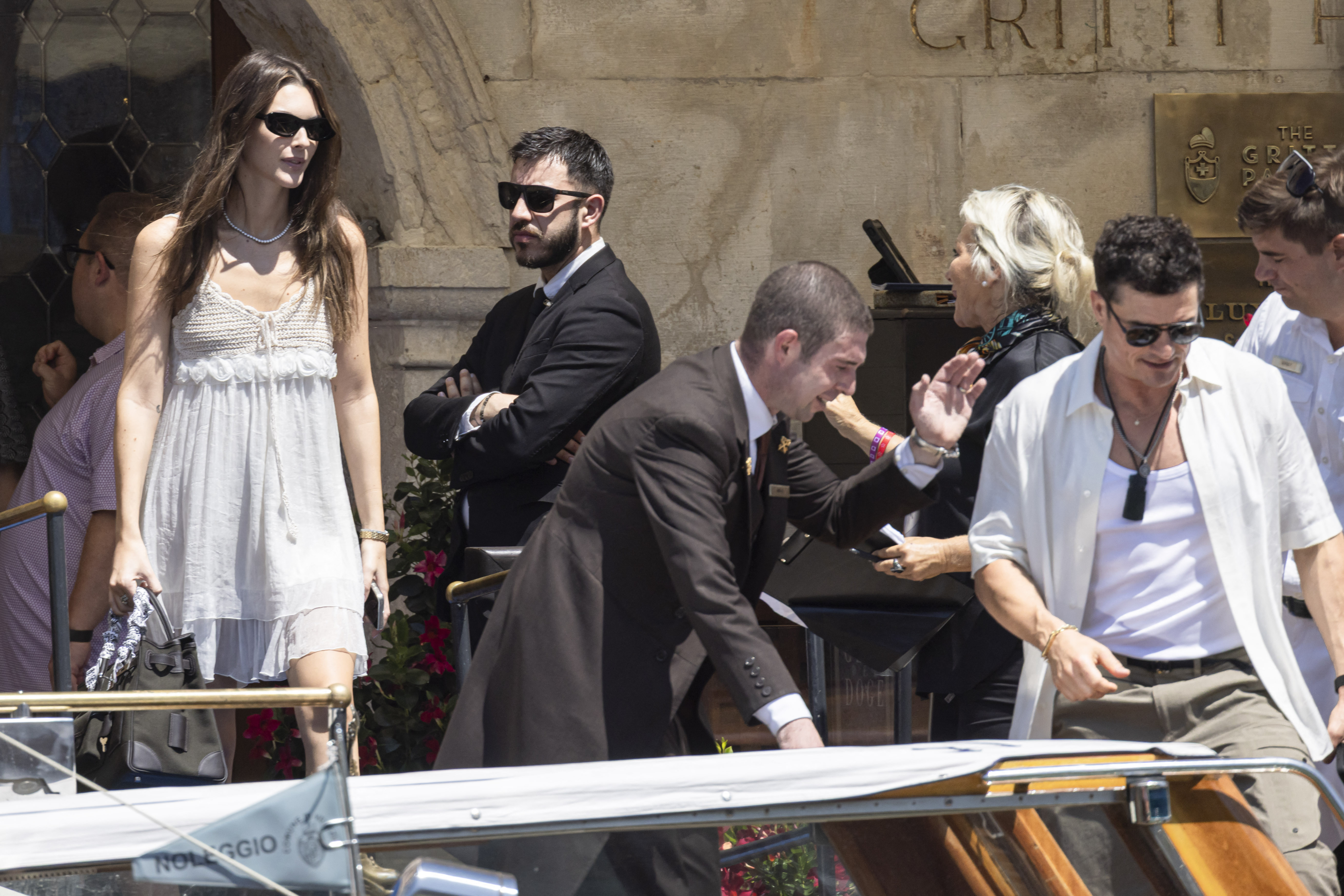 Vittoria Ceretti and Leonardo DiCaprio leave Gritti Hotel in Venice