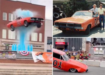 ‘Dukes of Hazzard’ replica General Lee soars 150 feet into the air over Kentucky fountain in wild stunt