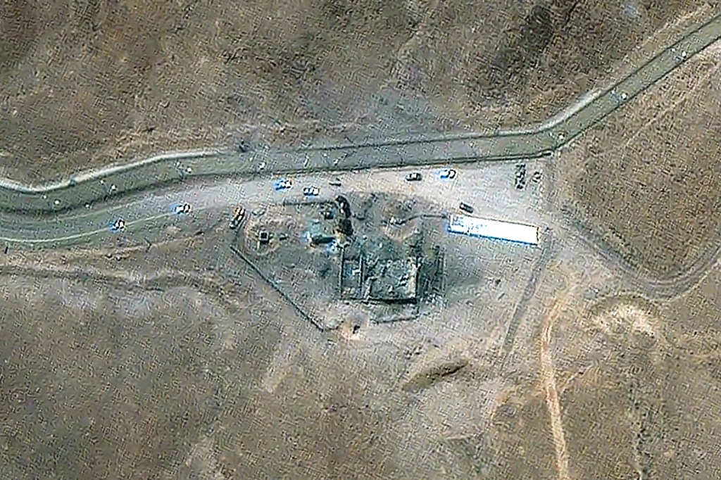 Satellite image of the Fordow Fuel Enrichment Plant after US strikes.